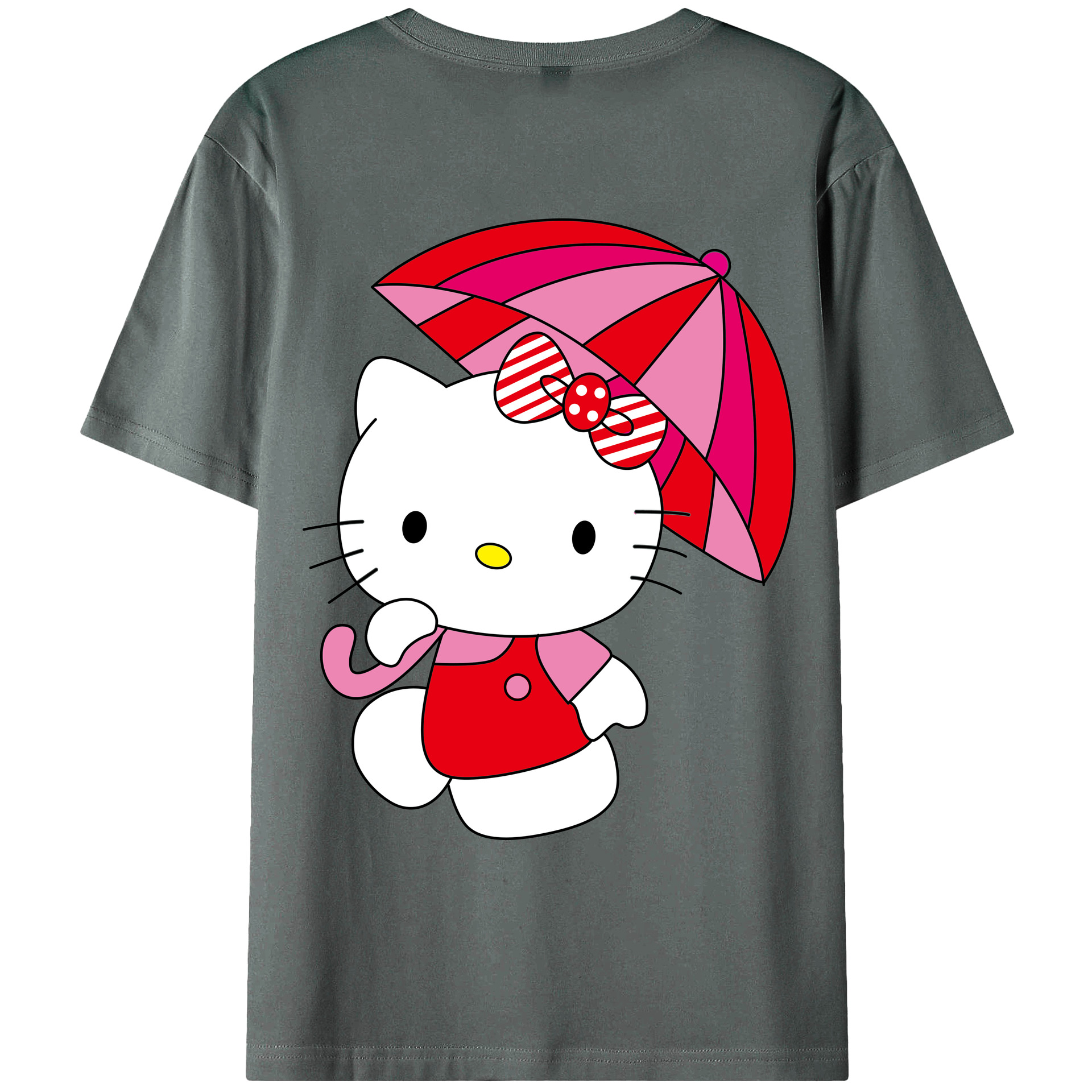 （画像用） Hello Kitty ハローキティ 綿100％ メンズ半袖Tシャツ（バックプリント） 通気性